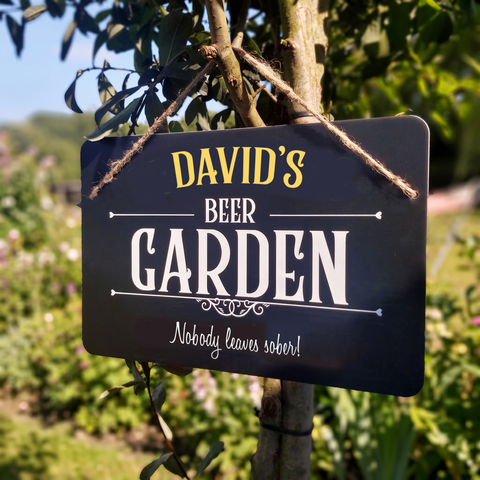 Personalised Dad 'Beer Garden' Hanging Sign Gift