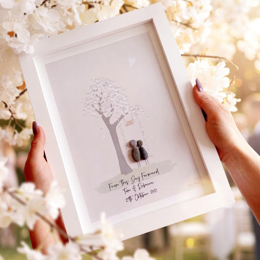 Wedding Swing Personalised Pebble Picture Gift