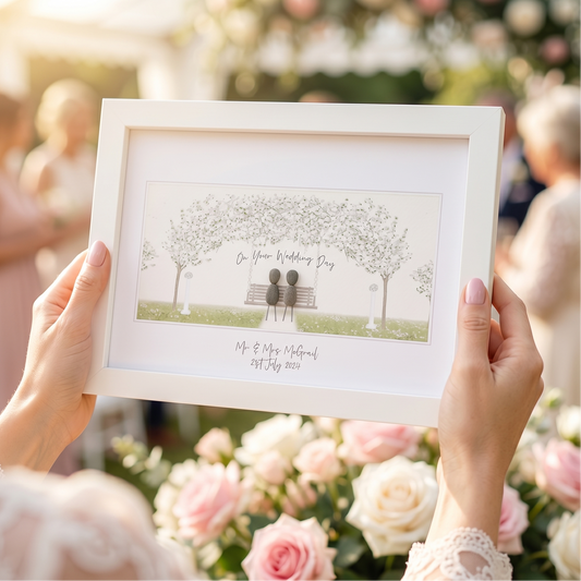 On Your Wedding Day Personalised Pebble Picture Gift