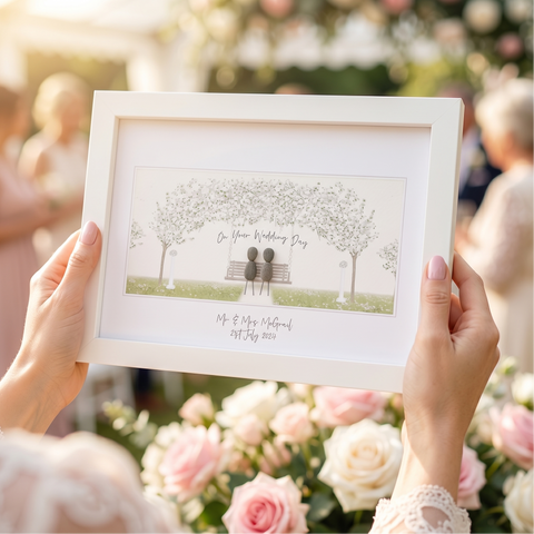 On Your Wedding Day Personalised Pebble Picture Gift