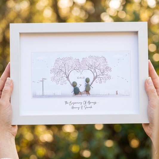 Engagement/Proposal Love Tree Personalised Pebble Picture Gift