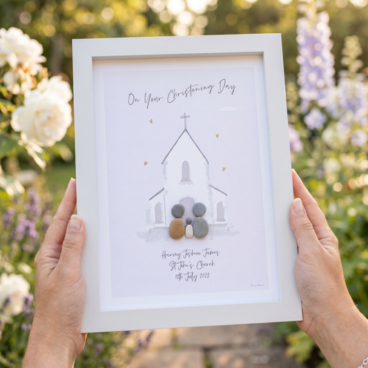 On Your Christening Day Personalised Pebble Picture Gift