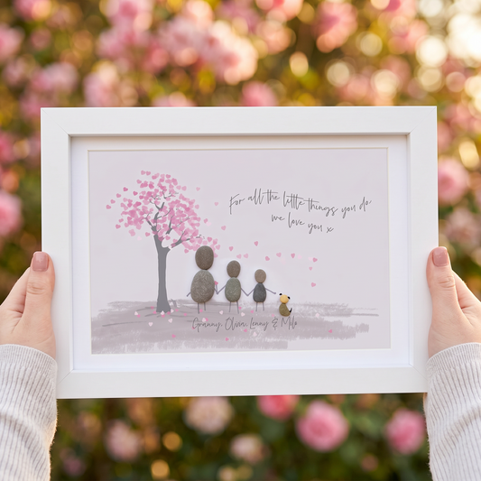 Grandparent Personalised Pebble Sketch Picture Gift