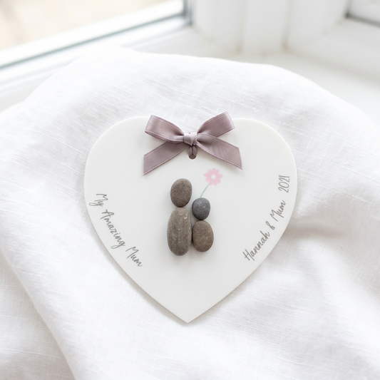 Personalised Mum Pebble Hanging Heart Gift