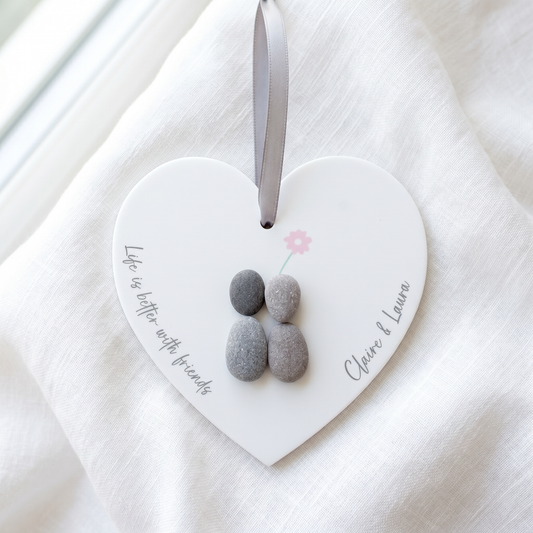 Personalised Friendship Pebble Hanging Heart Gift