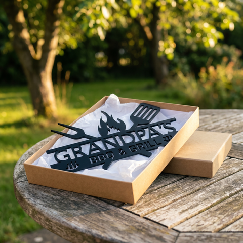 Personalised Laser Cut BBQ Sign + (Free Gift Box included!)