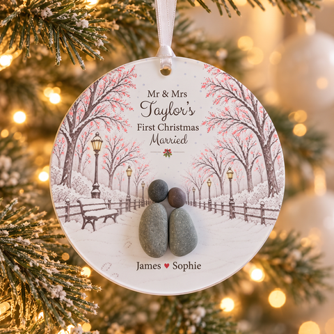 Personalised Family Christmas Walk Decoration — The Storybook Collection | Personalised Pebble Christmas Tree Keepsake | Unique Christmas Gift