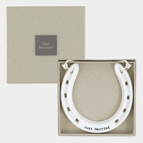 Porcelain Lucky Horseshoe - Just Married