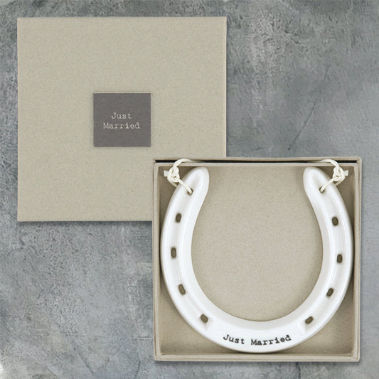 Porcelain Lucky Horseshoe - Just Married