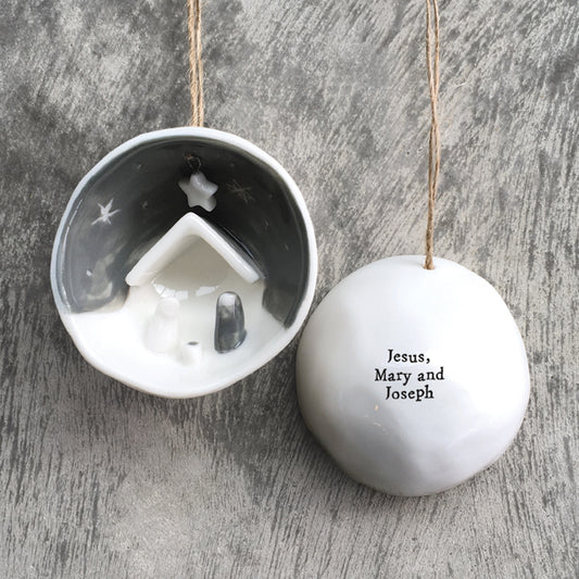 Porcelain Half Bauble Scene - Jesus, Mary & Joseph