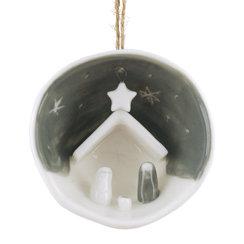 Porcelain Half Bauble Scene - Jesus, Mary & Joseph