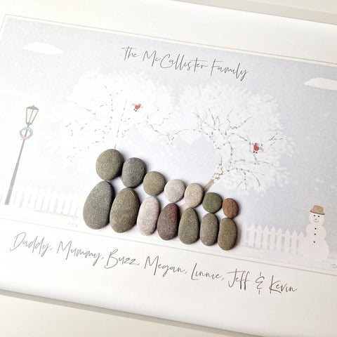 Family Love At Christmas Personalised Pebble Picture Gift