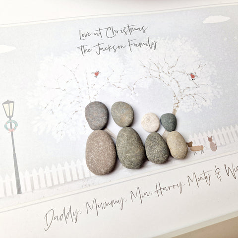 Family Love At Christmas Personalised Pebble Picture Gift