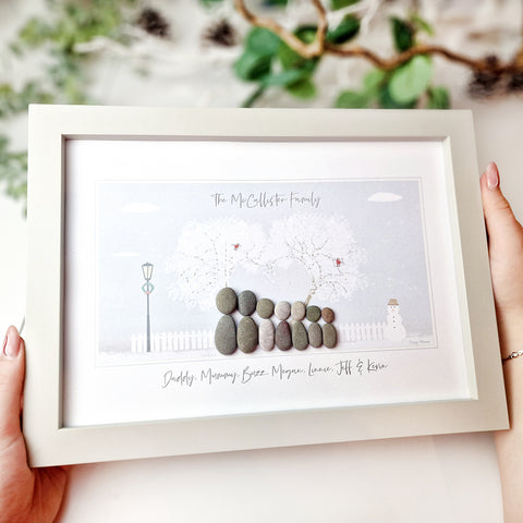 Family Love At Christmas Personalised Pebble Picture Gift