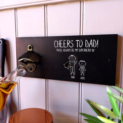 Dad/Grandpa 'Superhero' wooden plaque with bottle opener Gift