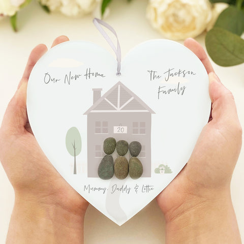 Personalised 'New Home/Our Home' Pebble Hanging Heart Gift