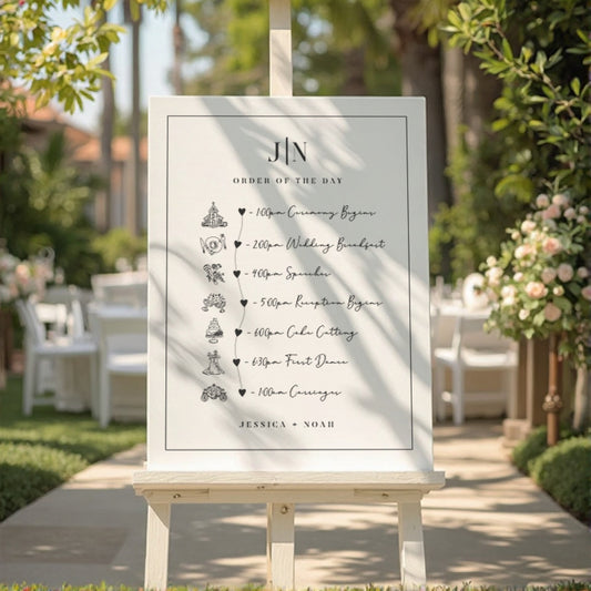 Tuscany Wedding 'order of the day' board