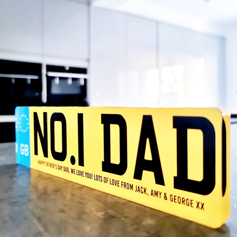 Personalised 'Dad/Grandad' Standing Acrylic Number Plate Gift