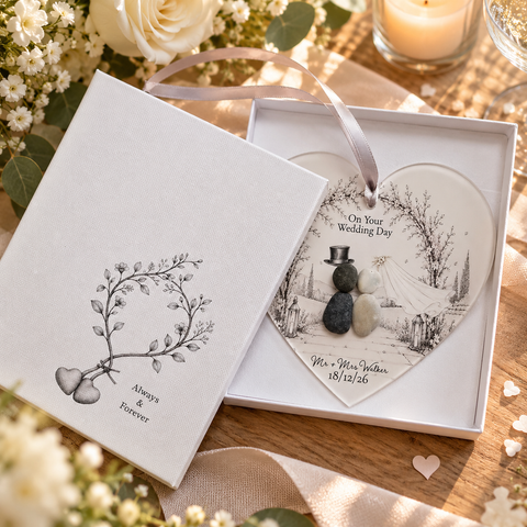 Personalised Wedding Pebble Heart Gift — Storybook Collection | Wedding gift | Anniversary Gift
