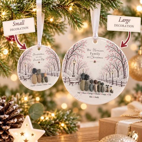 Personalised Family Christmas Walk Decoration — The Storybook Collection | Personalised Pebble Christmas Tree Keepsake | Unique Christmas Gift