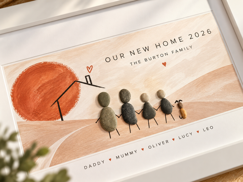 Personalised Family Pebble Picture Gift — Home | New Home, Unique Mother's Day, Christmas, Birthday Gift