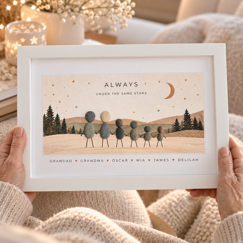 Personalised Family Pebble Picture Gift — Same Stars | Unique Mother's Day, Christmas, Birthday Gift
