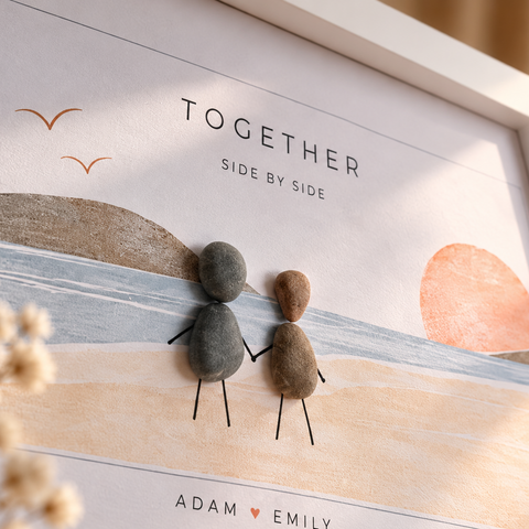 Personalised Family Pebble Picture Gift — Golden Skies | Unique Mother's Day, Christmas, Birthday Gift