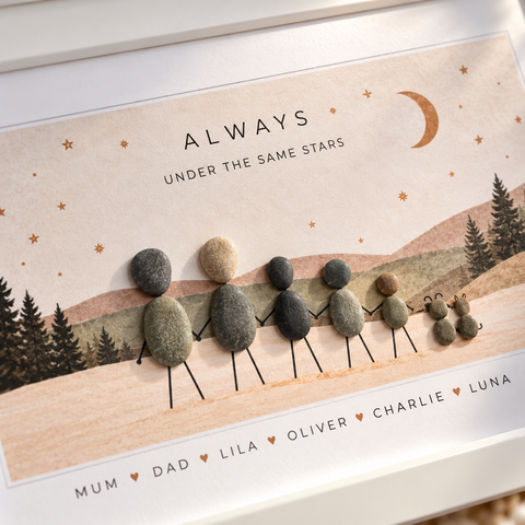 Personalised Family Pebble Picture Gift — Same Stars | Unique Mother's Day, Christmas, Birthday Gift