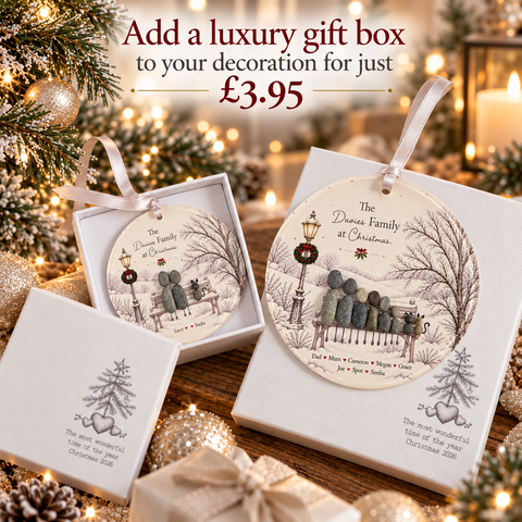Personalised Family Christmas Bench Decoration — The Storybook Collection | Personalised Pebble Christmas Tree Keepsake | Unique Christmas Gift