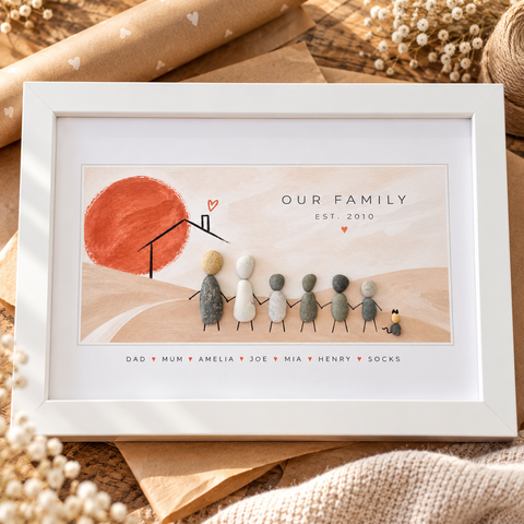 Personalised Family Pebble Picture Gift — Home | New Home, Unique Mother's Day, Christmas, Birthday Gift