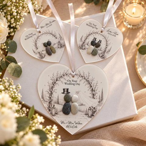 Personalised Wedding Pebble Heart Gift — Storybook Collection | Wedding gift | Anniversary Gift