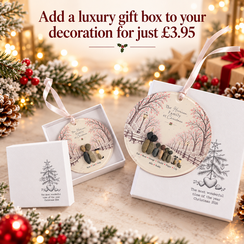 Personalised Family Christmas Walk Decoration — The Storybook Collection | Personalised Pebble Christmas Tree Keepsake | Unique Christmas Gift