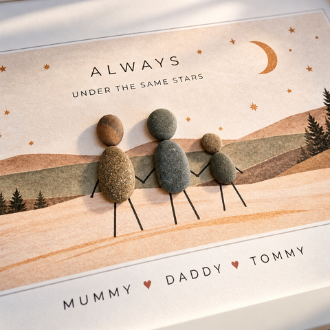 Personalised Family Pebble Picture Gift — Same Stars | Unique Mother's Day, Christmas, Birthday Gift