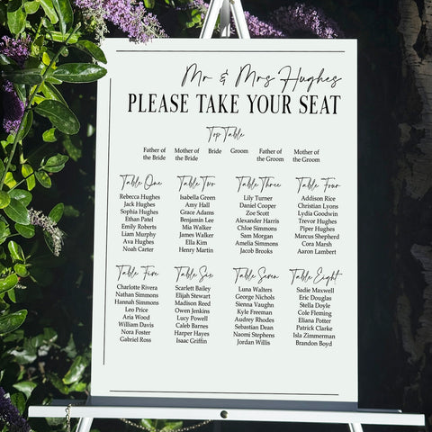 Riviera Wedding Table Plan Board