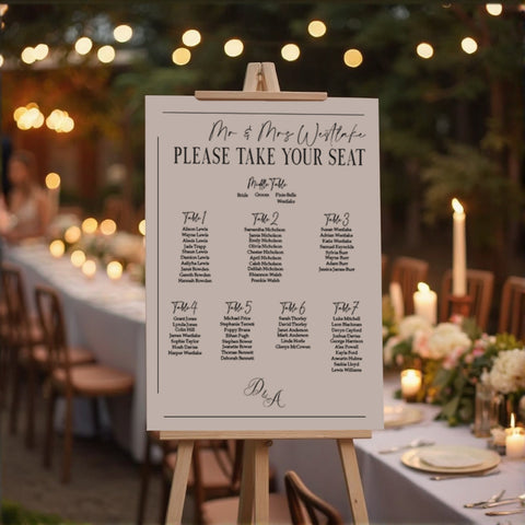 Riviera Wedding Table Plan Board
