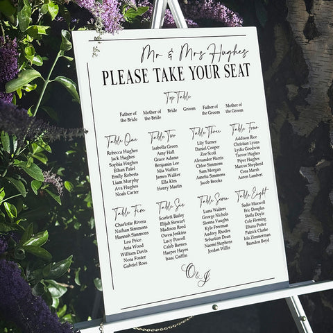 Riviera Wedding Table Plan Board