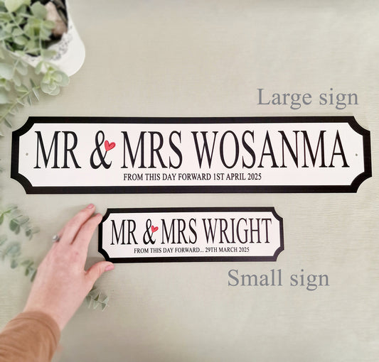 "Mr & Mrs" Personalised Street Sign Gift