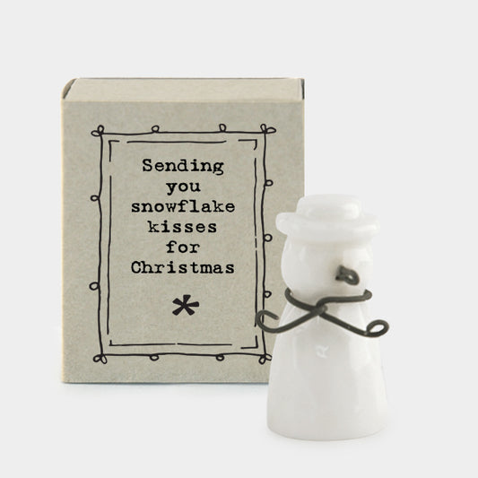 Porcelain Matchbox Message Snowman - Snowflake Kisses