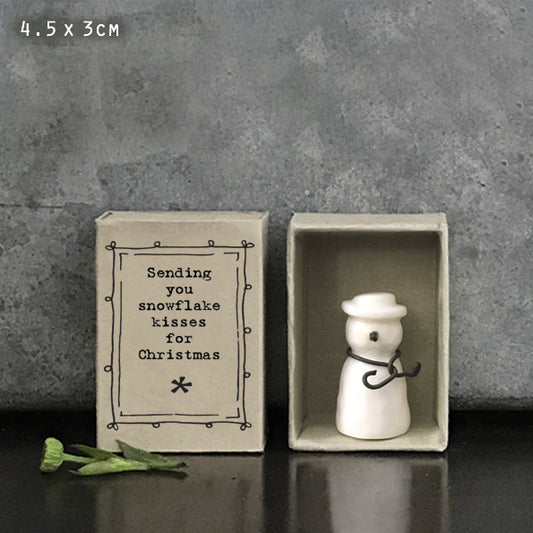 Porcelain Matchbox Message Snowman - Snowflake Kisses