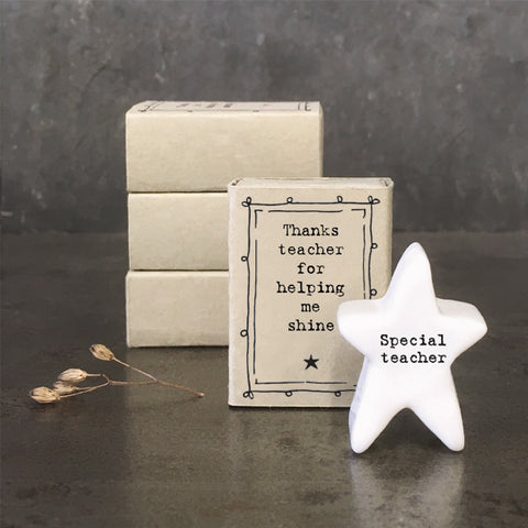 Porcelain Matchbox Message Star - Thanks teacher