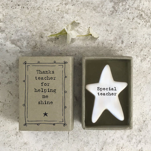 Porcelain Matchbox Message Star - Thanks teacher