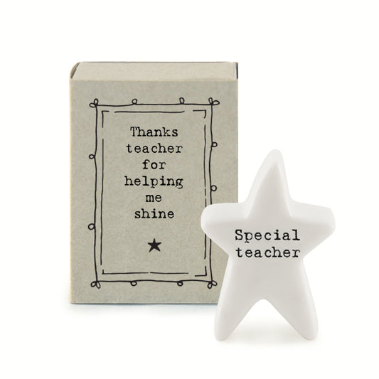 Porcelain Matchbox Message Star - Thanks teacher