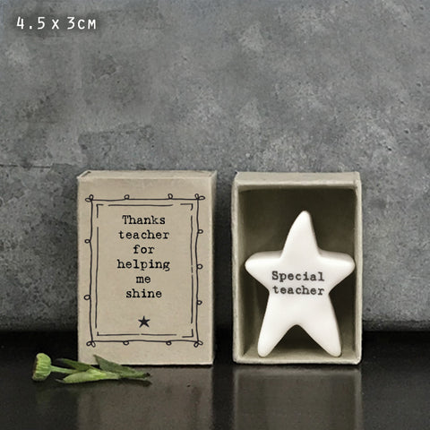 Porcelain Matchbox Message Star - Thanks teacher