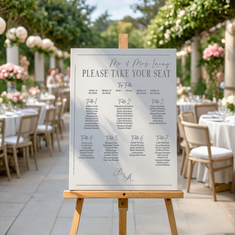 Riviera Wedding Table Plan Board