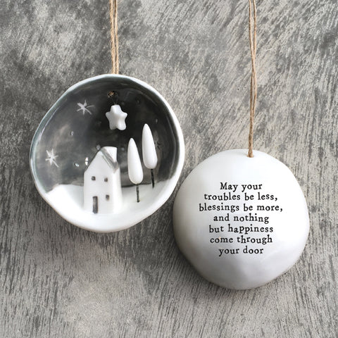 Porcelain Half Bauble Scene - May your troubles