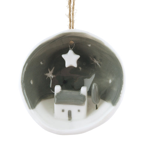 Porcelain Half Bauble Scene - All wrapped up together