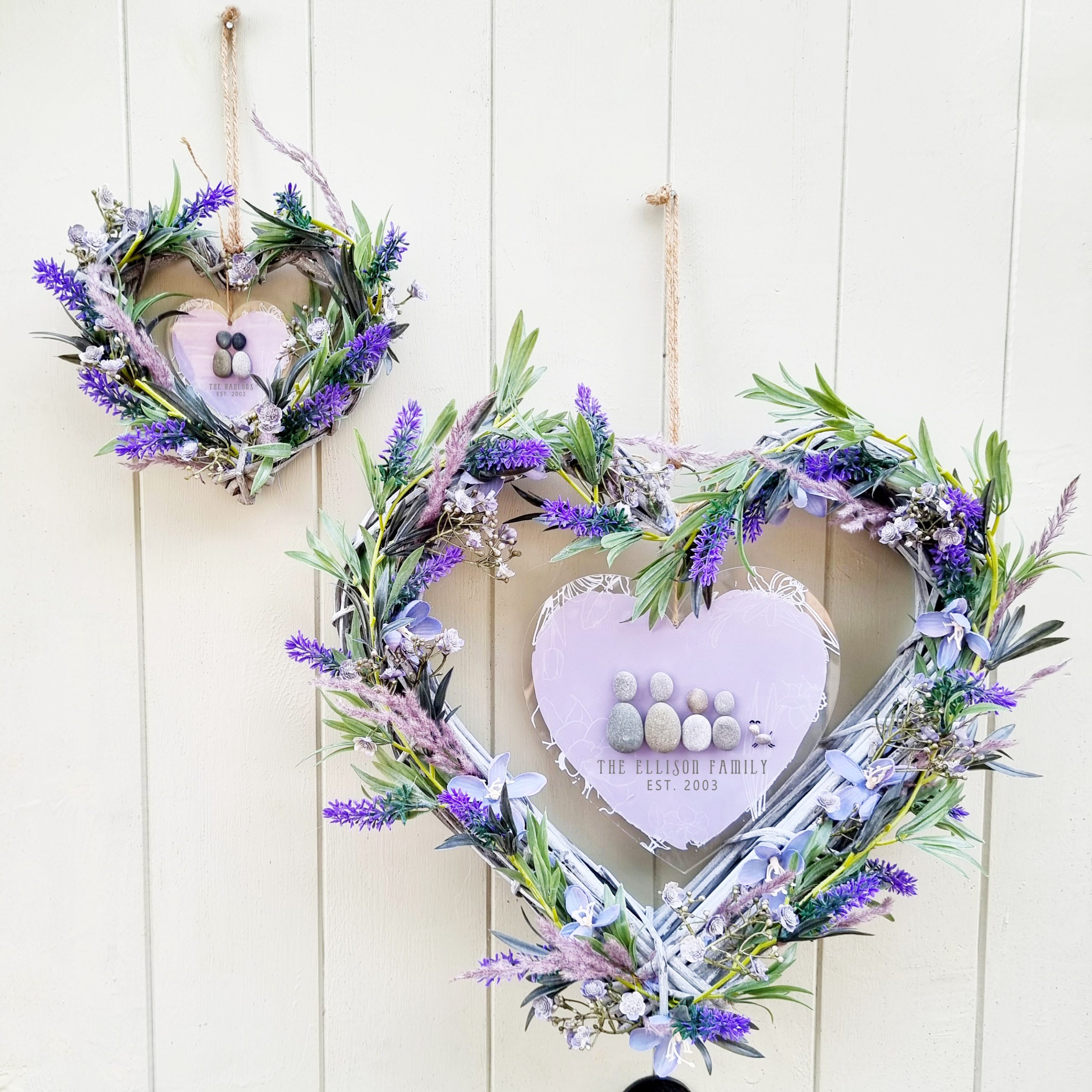 💝 Handmade Personalised 'Family' Pebble Flower Wreath (3 colours  available) - Daisy Maison - Sale Now On 🎀