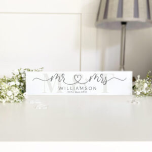 personalised 'mr & mrs' standing plaque