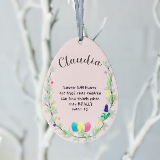 personalised hanging bunny 'egg holder' decoration
