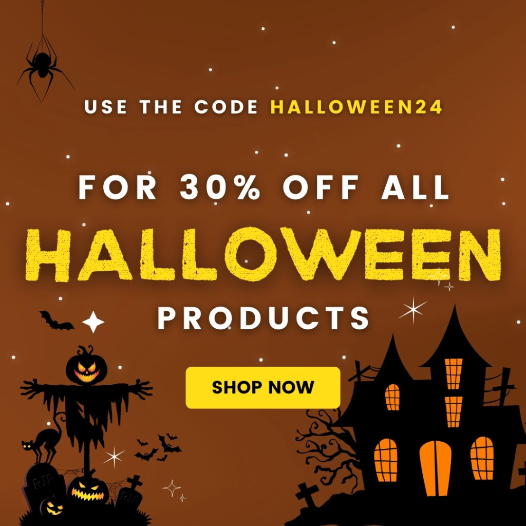 orange and yellow illustrative halloween sale etsy shop cover (instagram post)